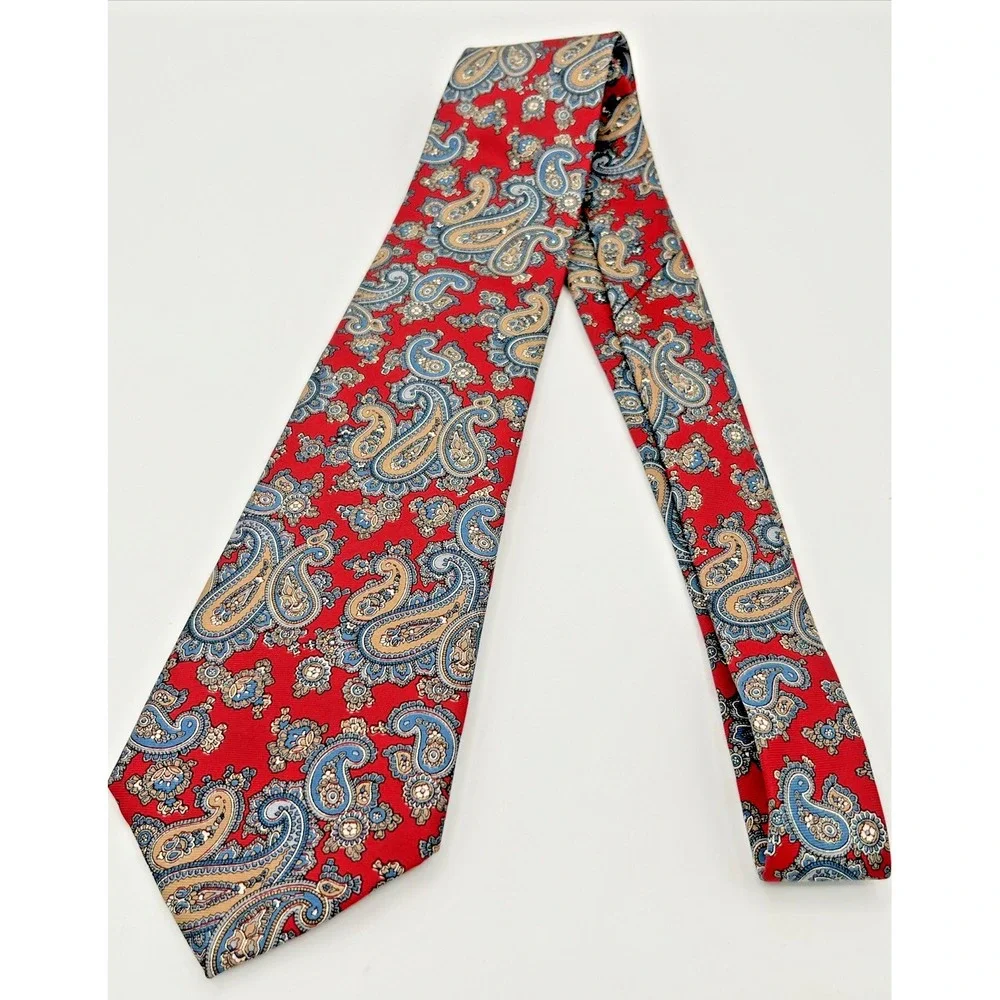 BERT PULITZER MENS 100% SILK CLASSIC RED PAISLEY NECK TIE 3.25